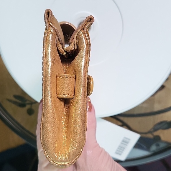 Jimmy Choo Gold Tone Metallic Leather Clutch/Wristlet - Picture 7 of 15